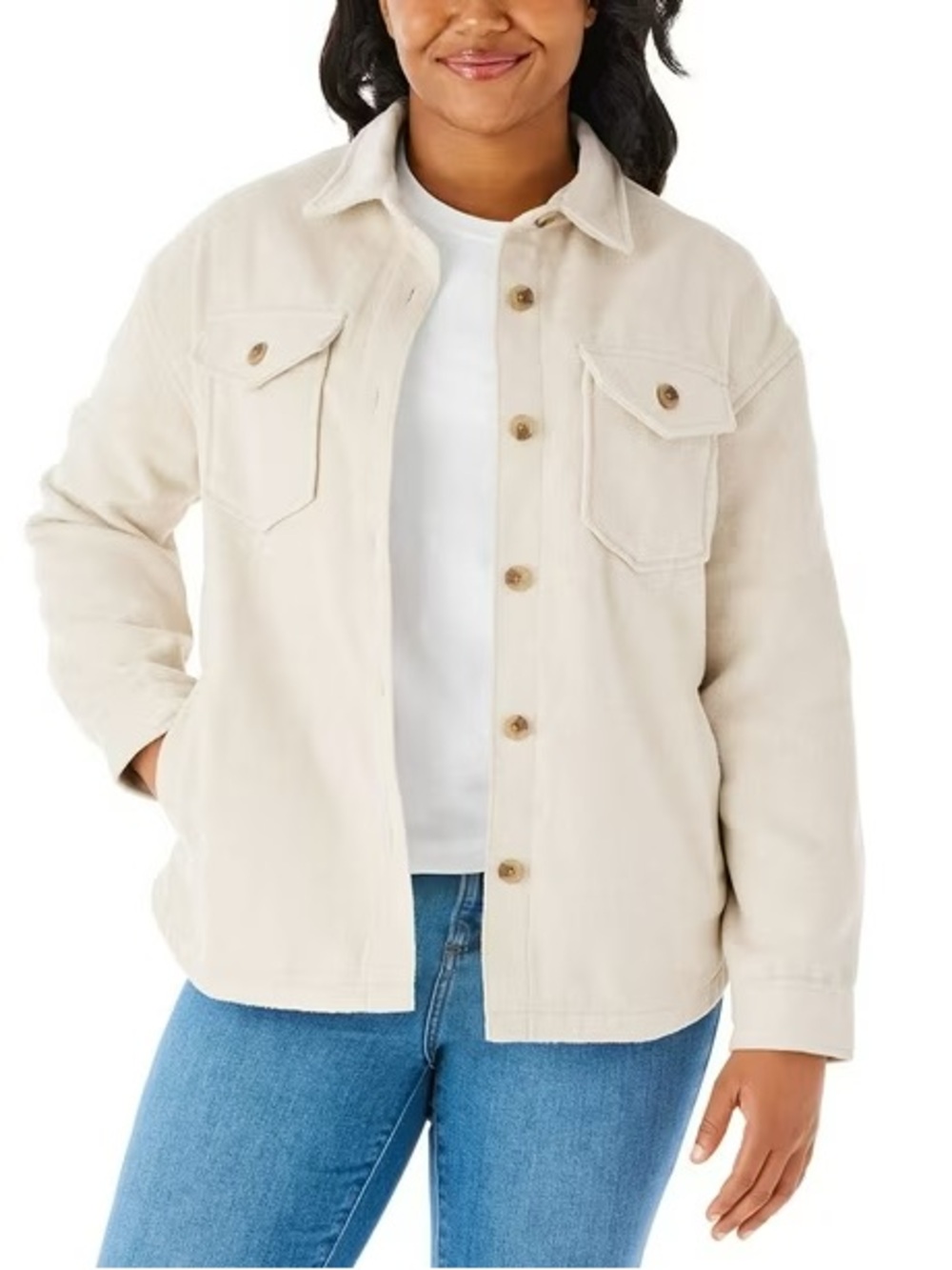 Members Mark XS extra Small Cream White Shacket